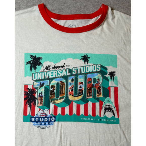 Universal Studios Hollywood CA NWT Studio Tour XXL Ringer T Shirt 60th Anniv. - Picture 2 of 5